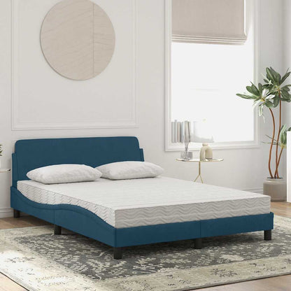 Bett mit Matratze "Dover" Blau 140x190 cm Samt