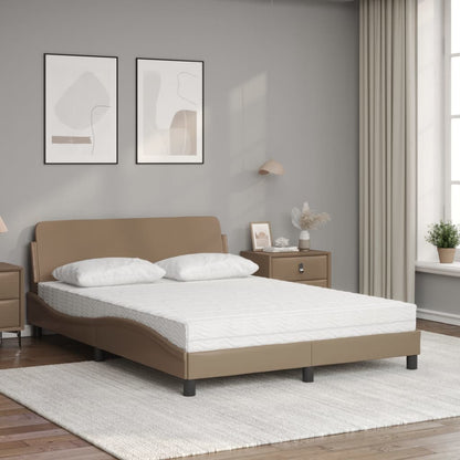 Bett mit Matratze "Dover" Cappuccino-Braun 140x190 cm Kunstleder