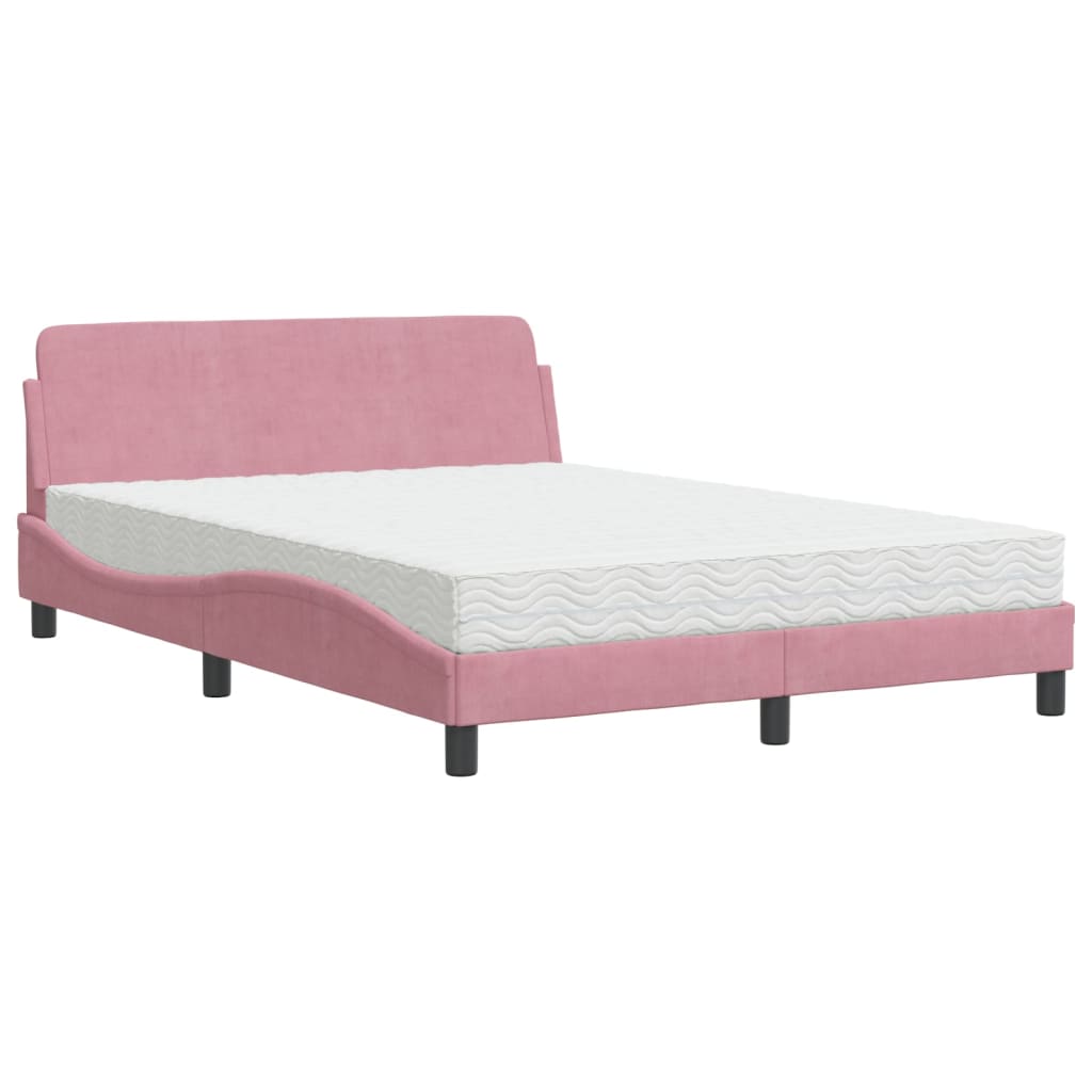 Bett mit Matratze "Dover" Rosa 140x200 cm Samt