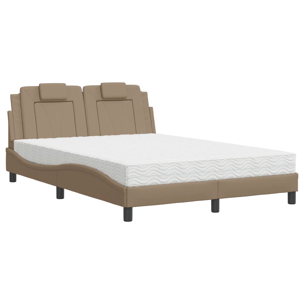 Bett "Viana" mit Matratze Cappuccino-Braun 140x190 cm Kunstleder