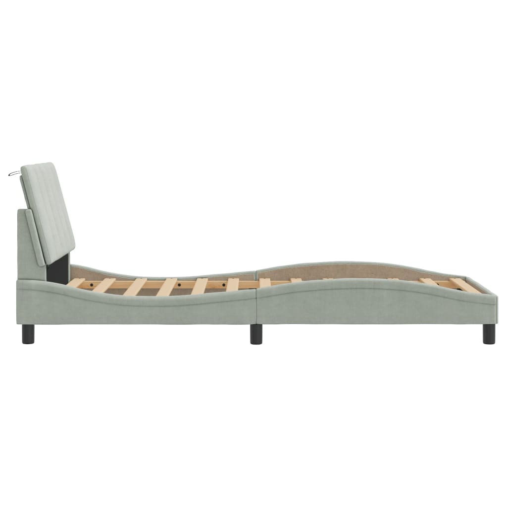 Bettgestell mit LED ohne Matratze "Hanko" Hellgrau 80x200 cm Samt