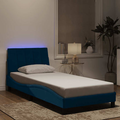 Bettgestell mit LED ohne Matratze "Hanko" Blau 90x190 cm Samt
