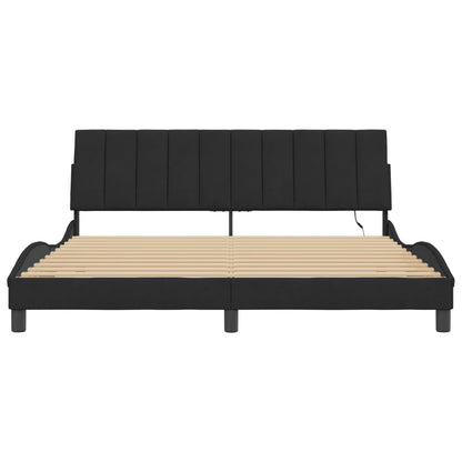 Bettgestell mit LED ohne Matratze "Hanko" Schwarz 180x200 cm Samt