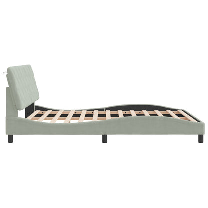 Bettgestell mit LED ohne Matratze Hellgrau 160x200 cm Samt