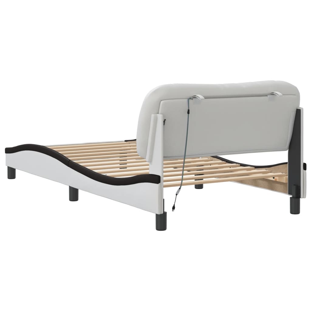 Bettgestell mit LED ohne Matratze "Hvar" Weiß und Schwarz 100x200 cm