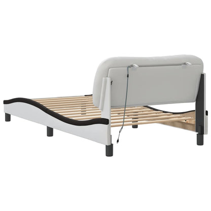 Bettgestell mit LED ohne Matratze "Hvar" Weiß und Schwarz 100x200 cm