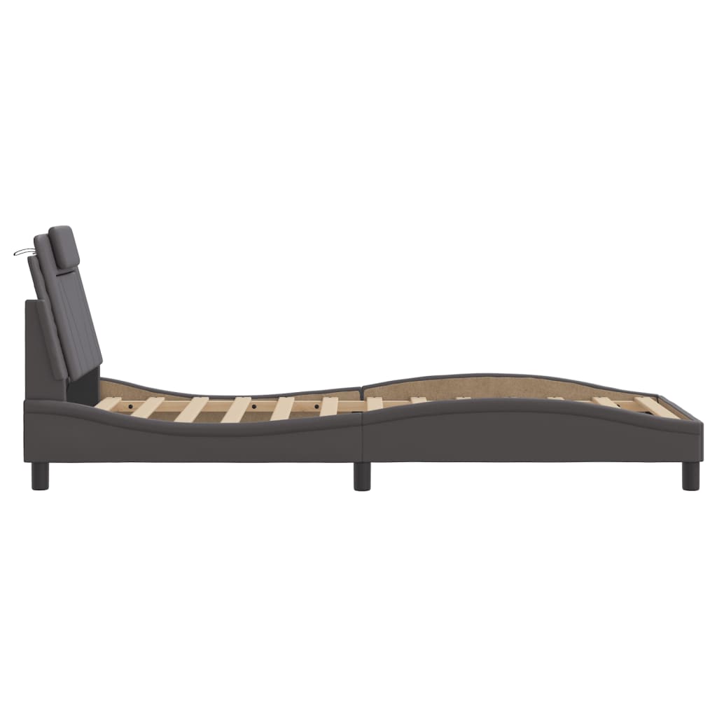 Bettgestell "Viana" mit LED ohne Matratze Grau 90x200 cm