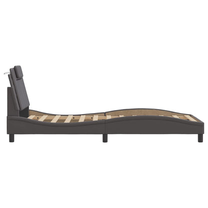 Bettgestell "Viana" mit LED ohne Matratze Grau 90x200 cm