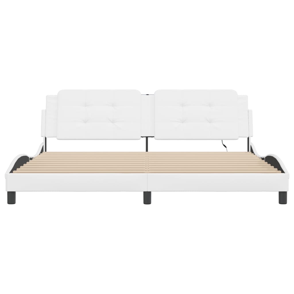 Bettgestell mit LED ohne Matratze "Zadar" Weiß 200x200 cm