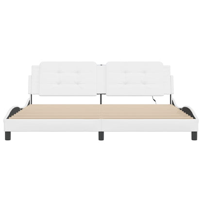 Bettgestell mit LED ohne Matratze "Zadar" Weiß 200x200 cm