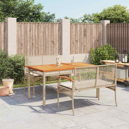 3-tlg. Garten-Essgruppe mit Kissen Beige Poly Rattan