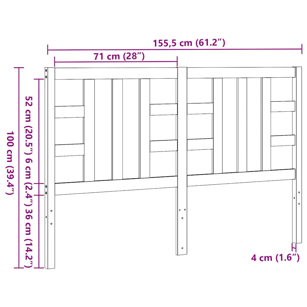 Kopfteil Wachsbraun 150 cm Massivholz Kiefer