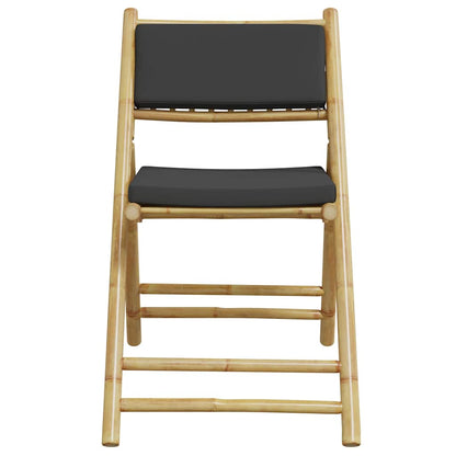 5-tlg. Bistro-Set Klappbar mit Dunkelgrauen Kissen Bambus