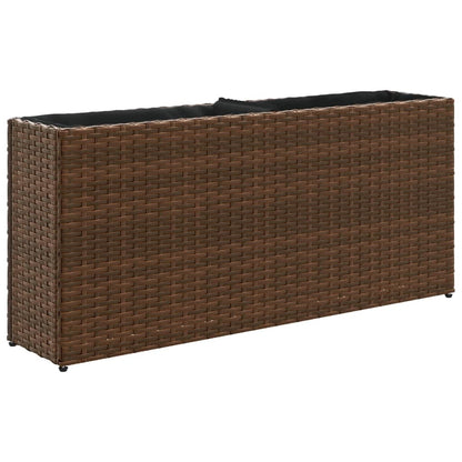Pflanzkübel mit 2 Töpfen 2 Stk. Braun 90x20x40 cm Poly Rattan