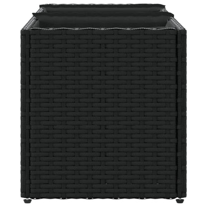 Pflanzkübel mit 3 Töpfen 2 Stk. Schwarz 105x30x32cm Poly Rattan