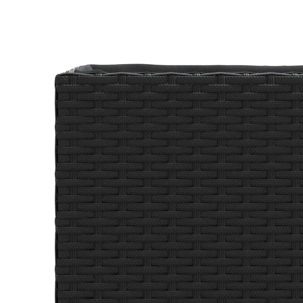 Pflanzkübel mit 3 Töpfen 2 Stk. Schwarz 105x30x32cm Poly Rattan