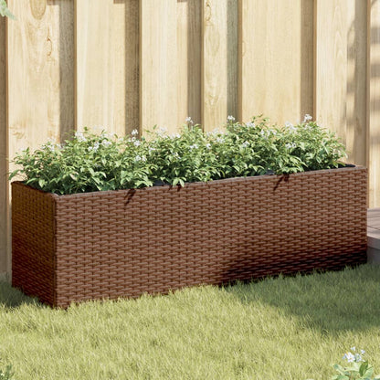 Pflanzkübel mit 3 Töpfen 2 Stk. Braun 105x30x32 cm Poly Rattan