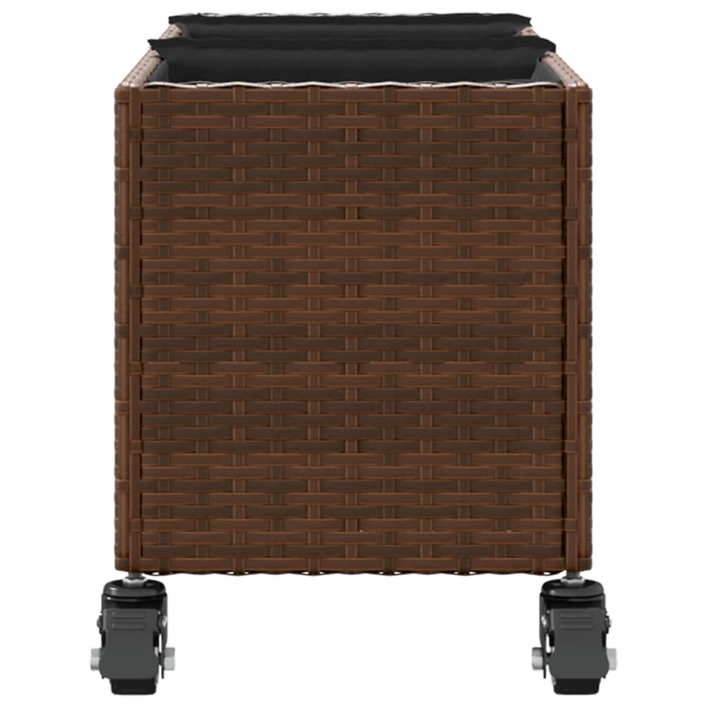 Pflanzkübel mit Rollen 2 Stk. Braun 107x32x38 cm Poly Rattan