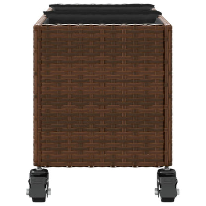 Pflanzkübel mit Rollen 2 Stk. Braun 107x32x38 cm Poly Rattan