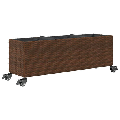 Pflanzkübel mit Rollen 2 Stk. Braun 107x32x38 cm Poly Rattan