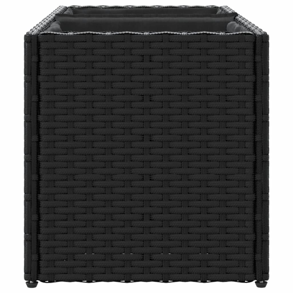 Pflanzkübel mit 2 Töpfen 2 Stk. Schwarz 72x30x32 cm Poly Rattan