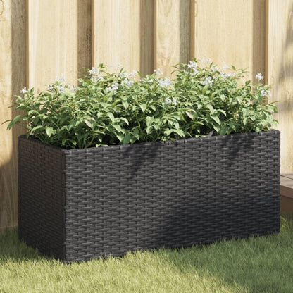 Pflanzkübel mit 2 Töpfen 2 Stk. Schwarz 72x30x32 cm Poly Rattan