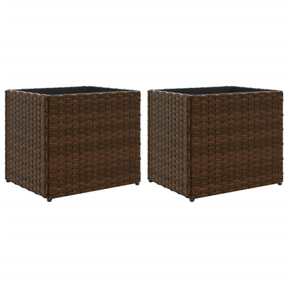 Pflanzkübel 2 Stk. Braun 36x30x32 cm Poly Rattan