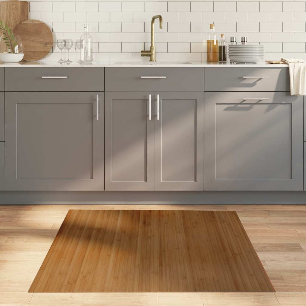 Teppich Rechteckig Braun 100x100 cm Bambus