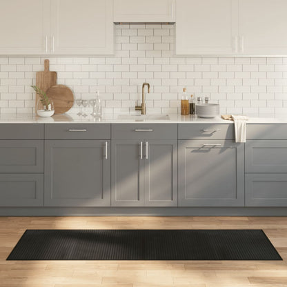 Teppich Rechteckig Schwarz 60x200 cm Bambus