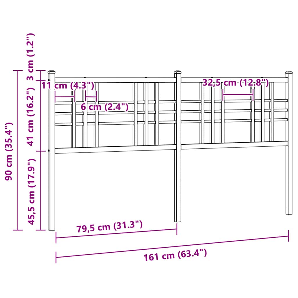 Ersatz-Kopfteil Metall Schwarz 160 cm