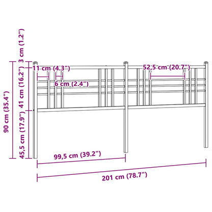 Ersatz-Kopfteil Metall Schwarz 200 cm