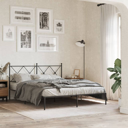 Bettgestell mit Kopfteil Metall Schwarz 160x200 cm
