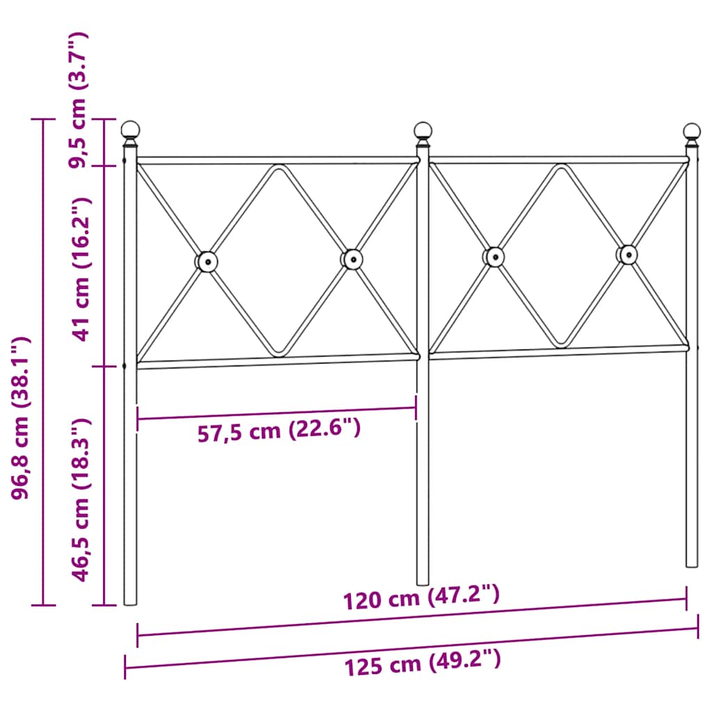 Ersatz-Kopfteil Metall Weiß 120 cm