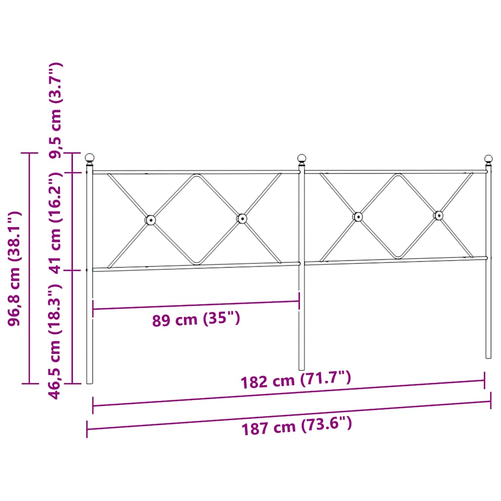 Ersatz-Kopfteil Metall Weiß 180 cm