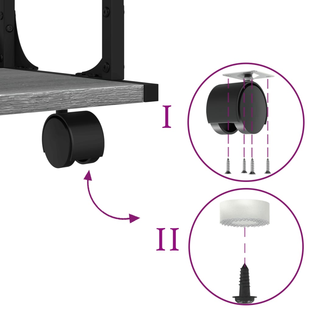 Druckerständer 2 Ablagen Grau Sonoma 41x28x33,5cm Holzwerkstoff