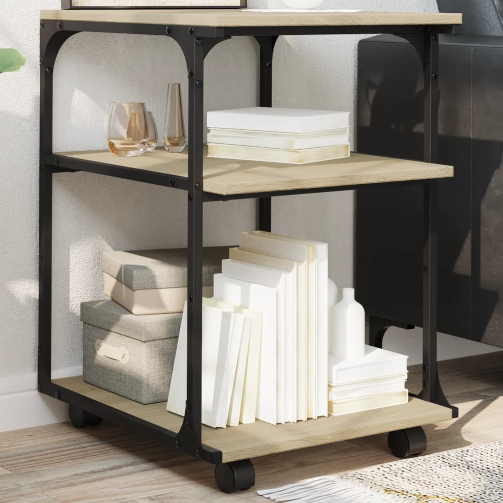 Druckerständer 3 Ablagen Sonoma-Eiche 43x48x64 cm Holzwerkstoff