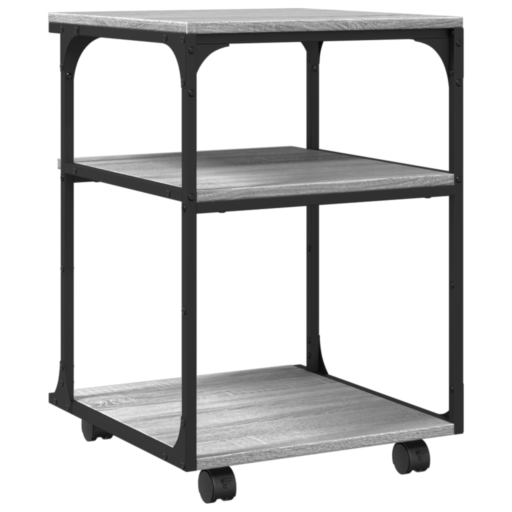 Druckerständer 3 Ablagen Grau Sonoma 43x48x64 cm Holzwerkstoff