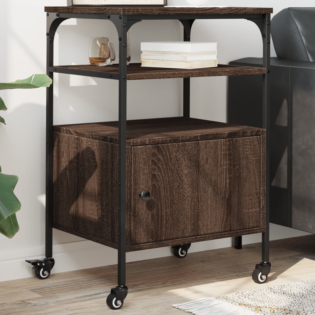 Druckerständer 3 Ablagen Braun Eichen-Optik 50x40x76 cm