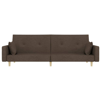 Schlafsofa 2-Sitzer mit 2 Kissen Taupe Stoff