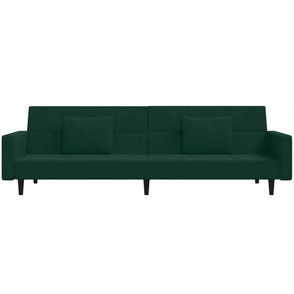 Schlafsofa 2-Sitzer mit 2 Kissen Dunkelgrün Samt