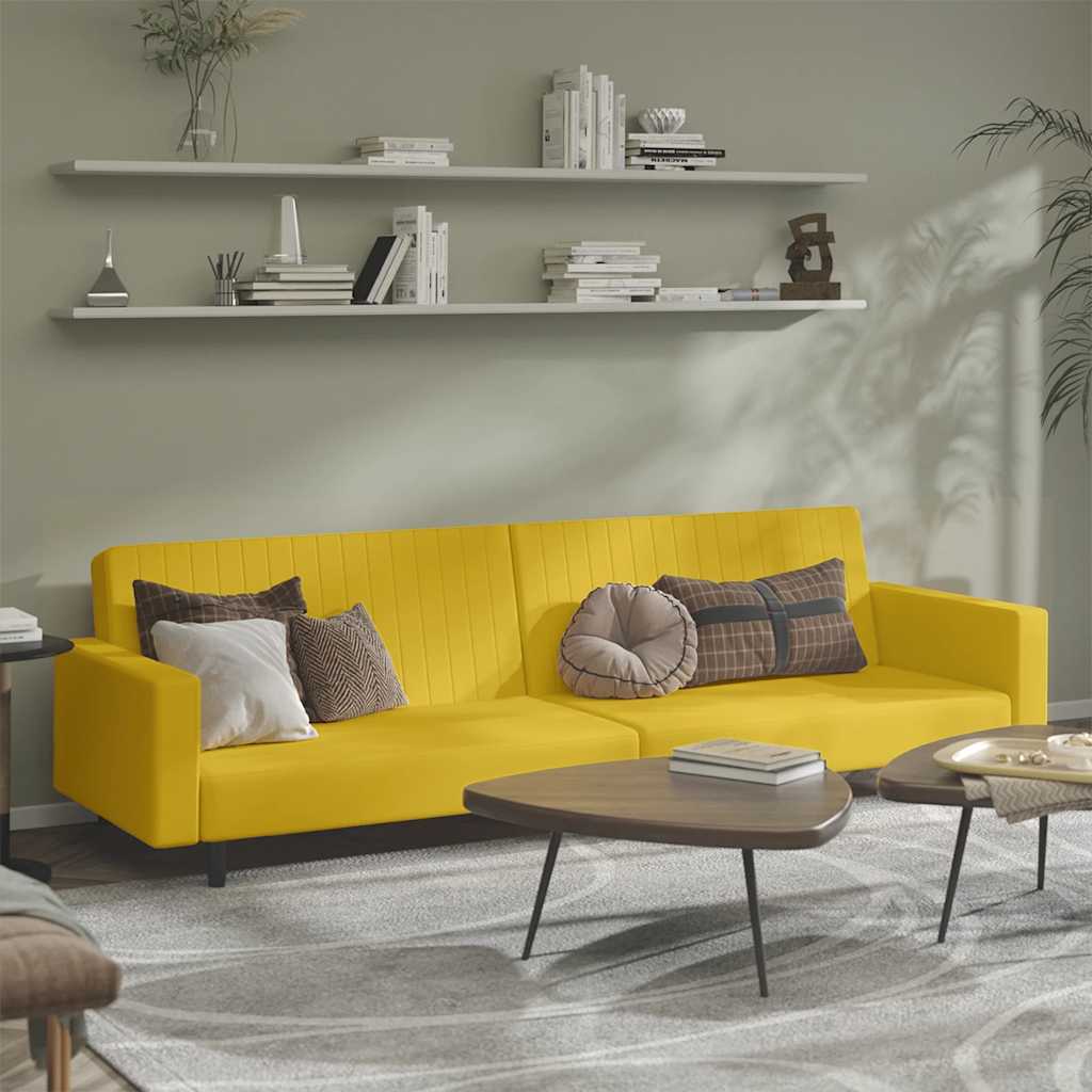 Schlafsofa 2-Sitzer Gelb Samt