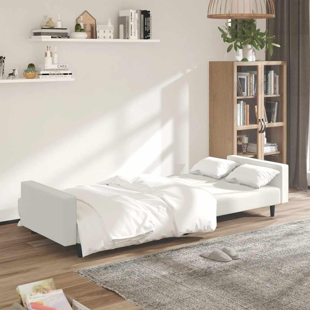 Schlafsofa 2-Sitzer Creme Samt