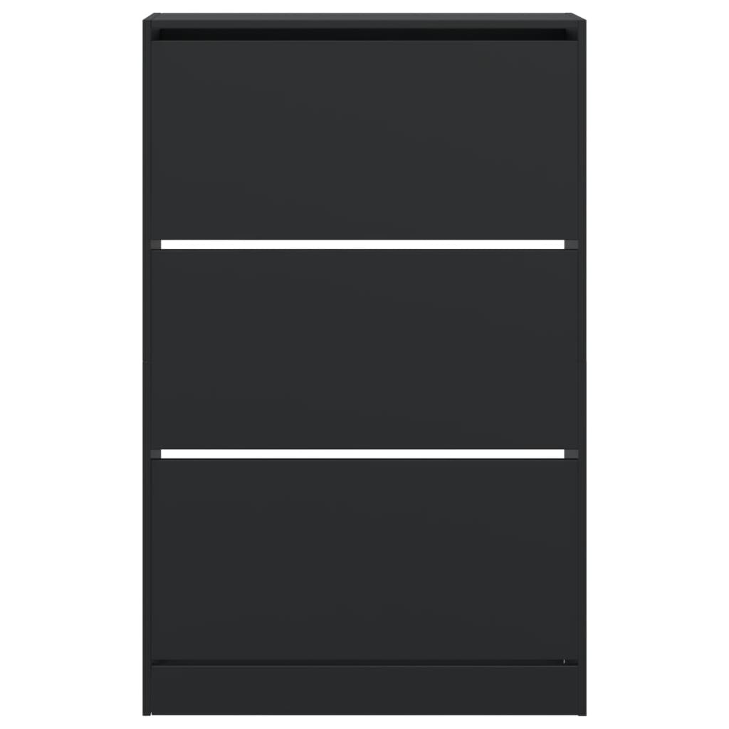 Schuhschrank Schwarz 80x21x125,5 cm Holzwerkstoff