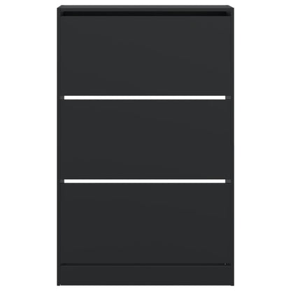 Schuhschrank Schwarz 80x21x125,5 cm Holzwerkstoff