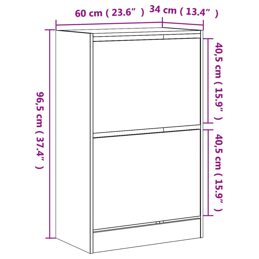 Schuhschrank Räuchereiche 60x34x96,5 cm Holzwerkstoff