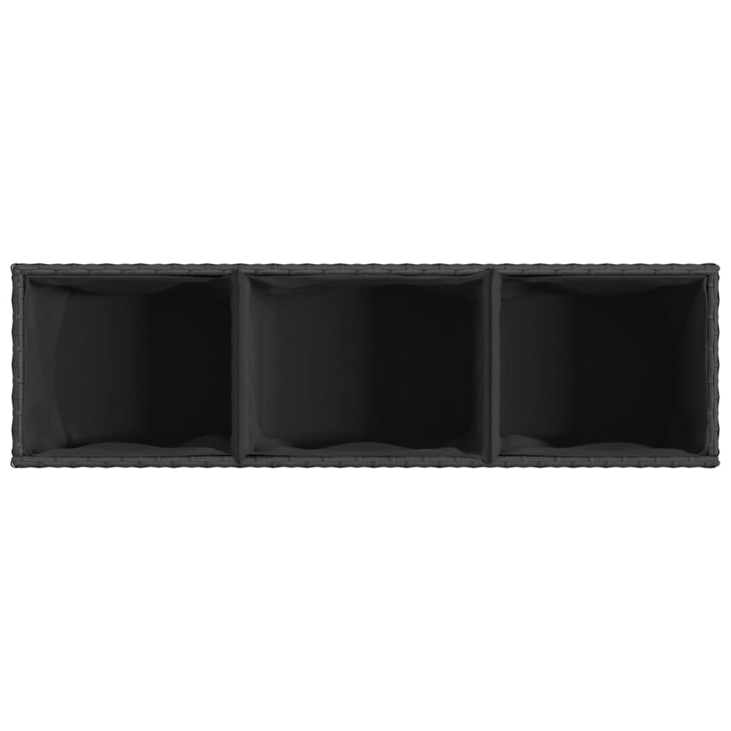 Hochbeet mit 3 Fächern Schwarz 105x30x32 cm Poly Rattan