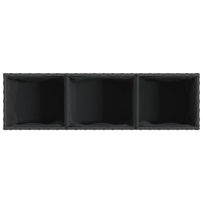Hochbeet mit Rollen & 3 Fächern Schwarz 107x32x38cm Poly Rattan