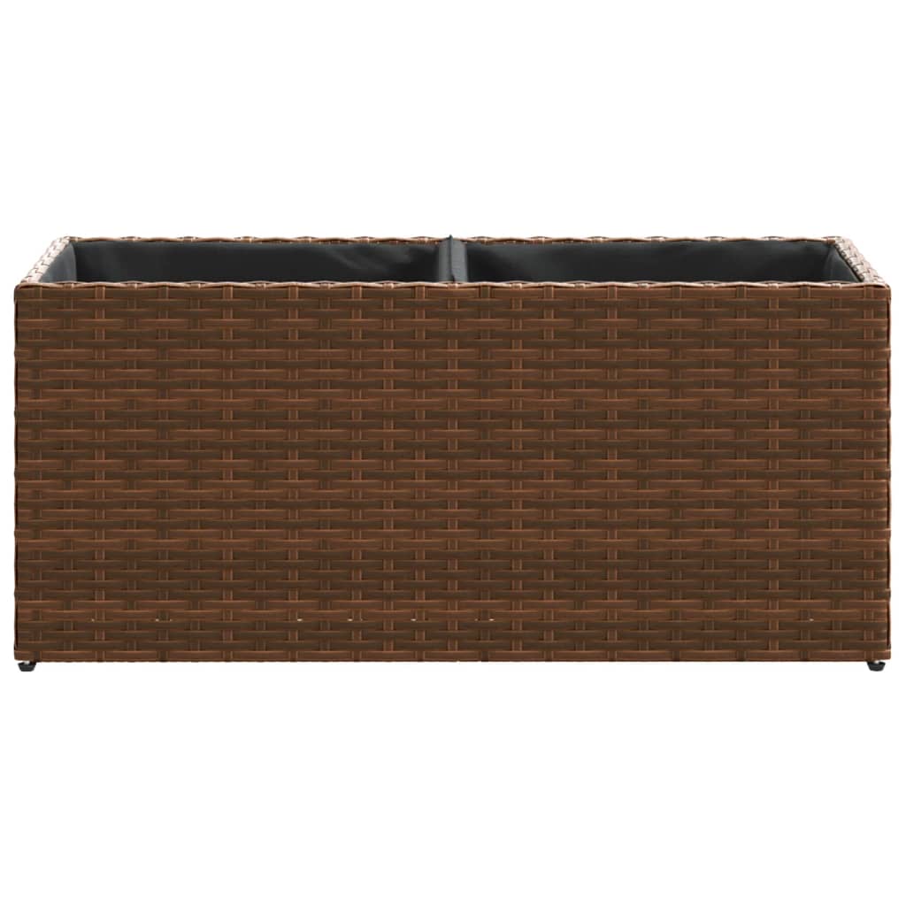 Pflanzkübel 2 Töpfe Braun 72x30x32 cm Poly-Rattan