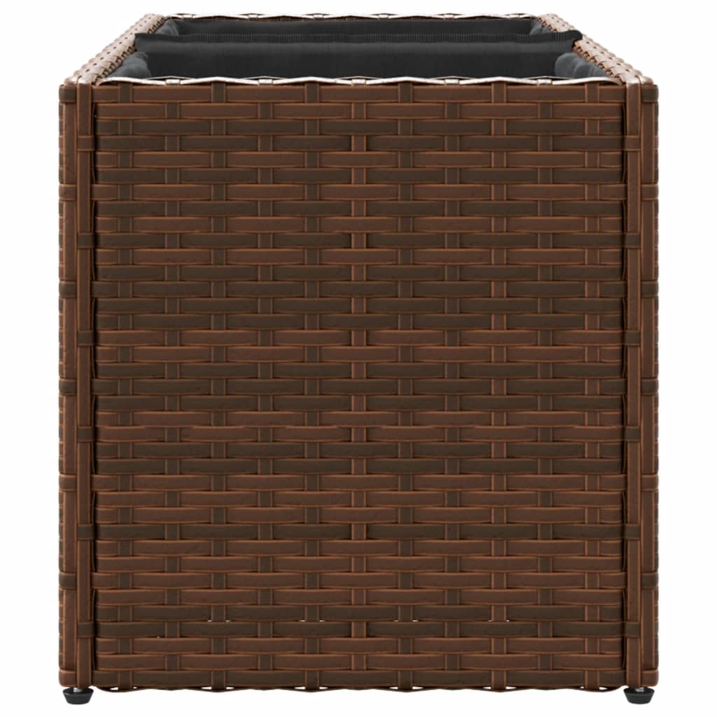 Pflanzkübel 2 Töpfe Braun 72x30x32 cm Poly-Rattan