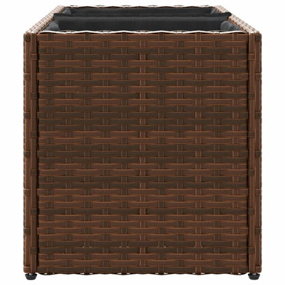 Pflanzkübel 2 Töpfe Braun 72x30x32 cm Poly-Rattan
